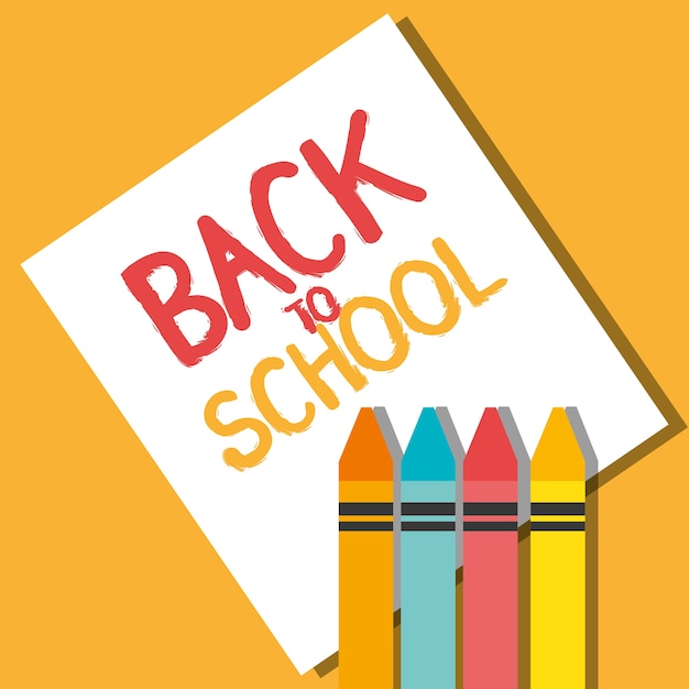 Vector back to school label with colors crayons