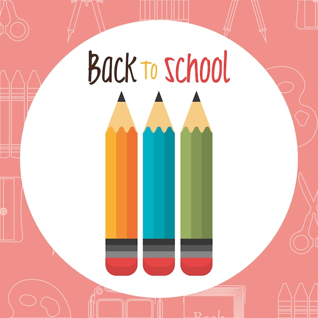 Vector back to school label with colors pencils