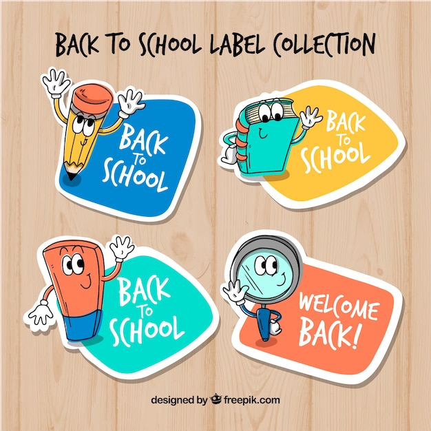 Vector back to school labels collection with elements