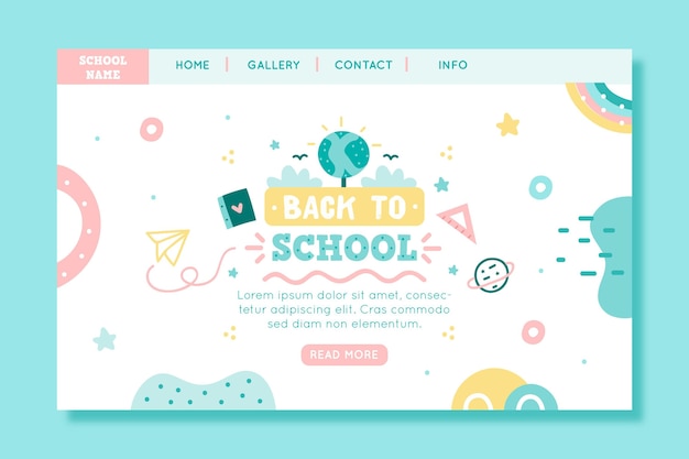Vector back to school landing page template