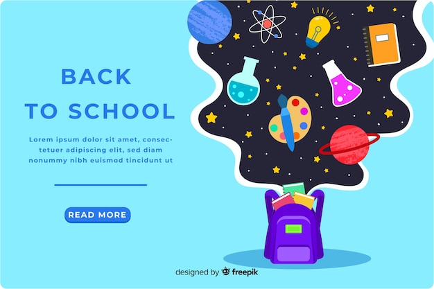 Vector back to school landing page