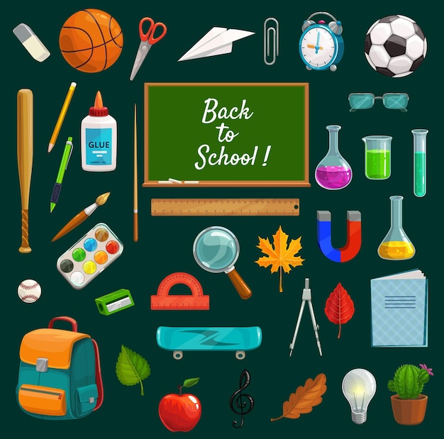 Vector back to school lettering on blackboard stationery