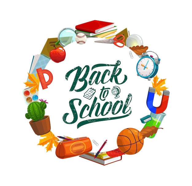 Vector back to school lettering education study supplies