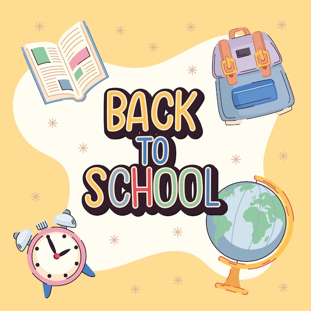back to school lettering with supplies
