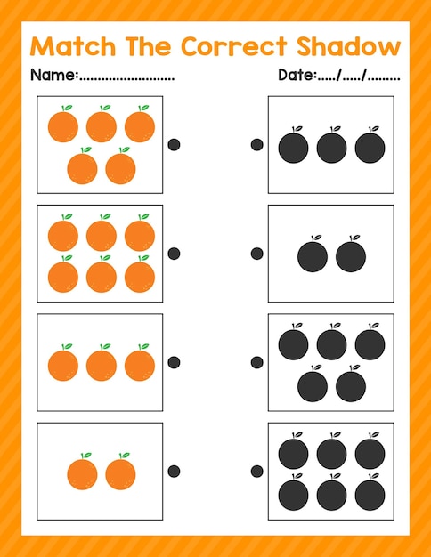 学校に戻る就学前の子供のアクティビティシートPreKの同じ影の始まりの数学のワークシートに一致する