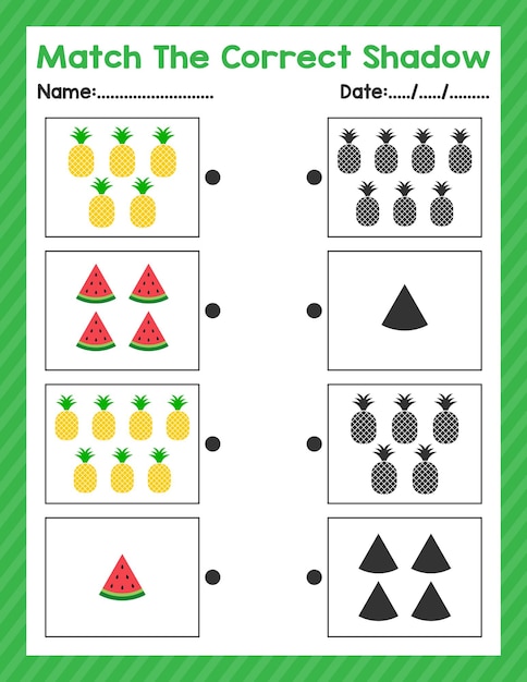 学校に戻る就学前の子供のアクティビティシートPreKの同じ影の始まりの数学のワークシートに一致する