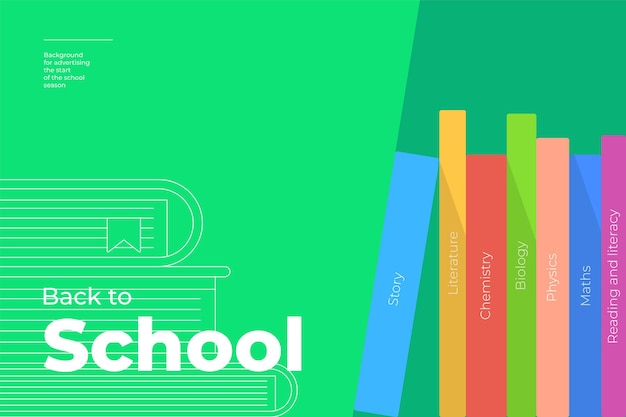 Back to school minimal trendy horizontal poster with book and text season educational advertising