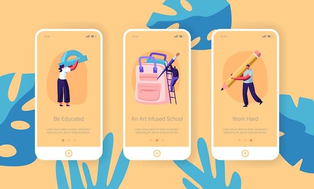 Back to school mobile app onboard screen set