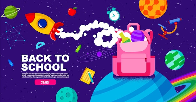 Back to school Online Learning flat design.