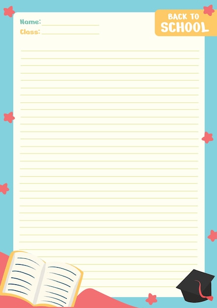 Vector back to school paper blue template