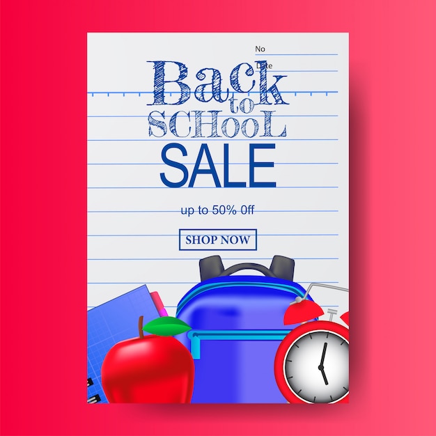 Vector back to school paper poster template