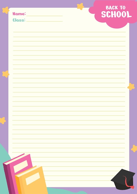 Back To School Paper Purple Template