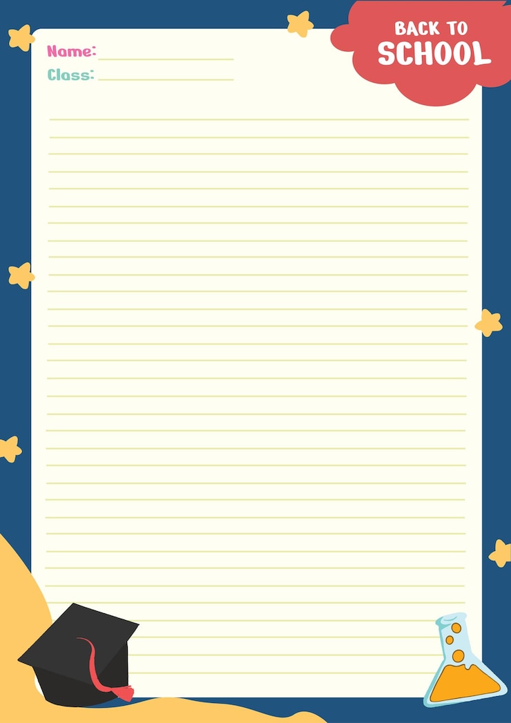 Vector back to school paper template dark blue
