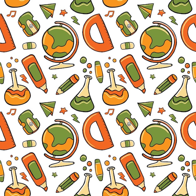 Vector back to school pattern in flat design style