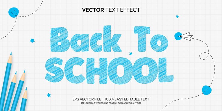 Back to school pencil color drawing editable text effect