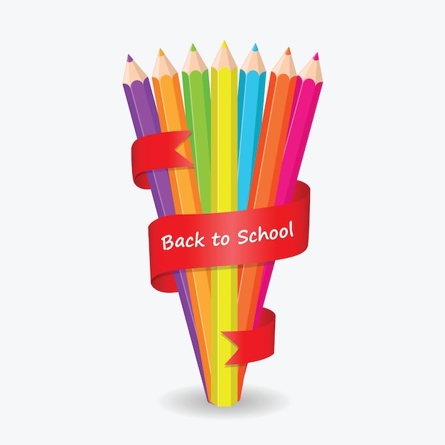 Back to school pencil color with red ribbon background