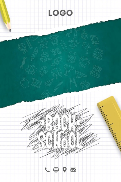 Back to school pencil typography and handdrawn icons