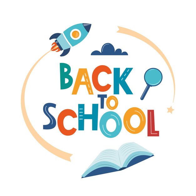 Vintage back to school logo children Royalty Free Vector