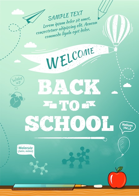 Back to school poster, education background. illustration