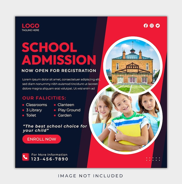 Back to school poster school admission template admission advertising banner