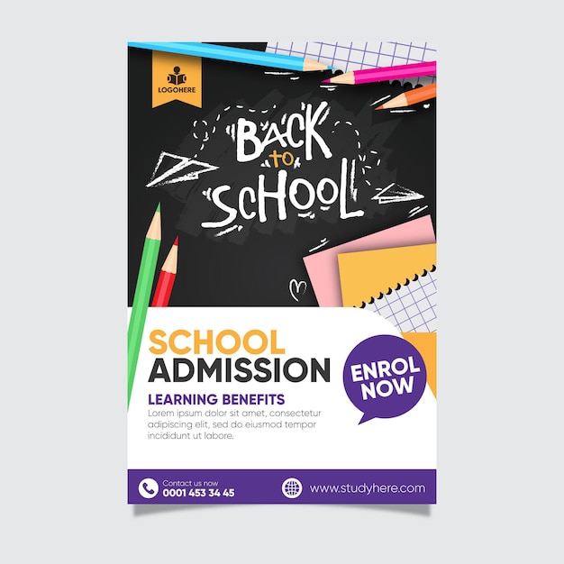 Vector back to school poster template design