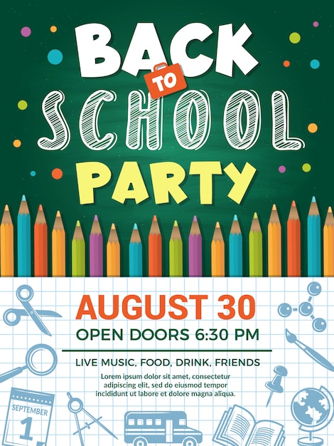 Vector back to school poster.  template of school placard or back education  for schooling event party