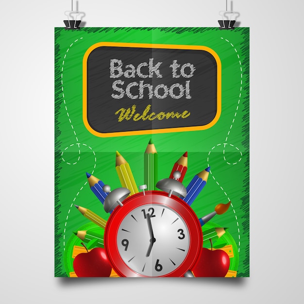 Vector back to school: poster welcome