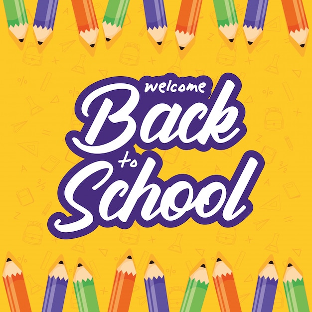 Back to school poster with colors pencils