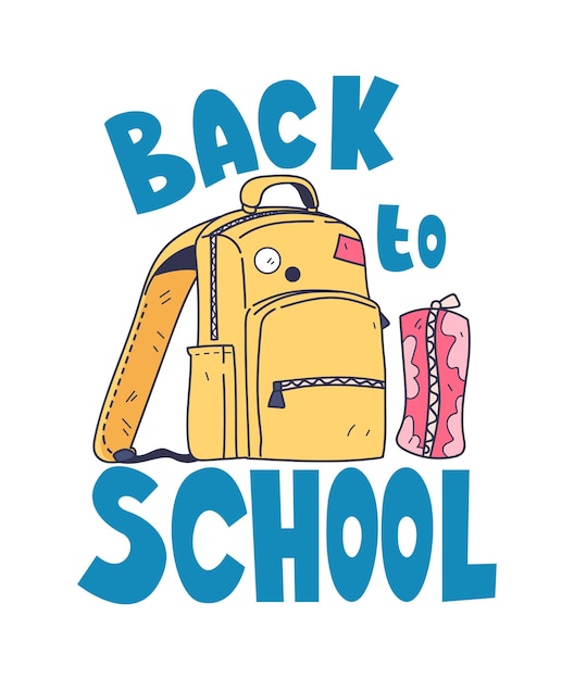 Back to school poster zaino giallo con iscrizione vacanza internazionale settembre grafico