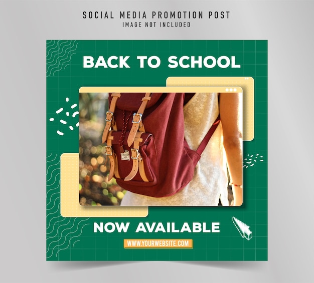 Vector back to school promo social media post square template