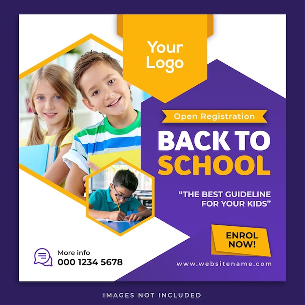 Back to school promotion for social media banner template