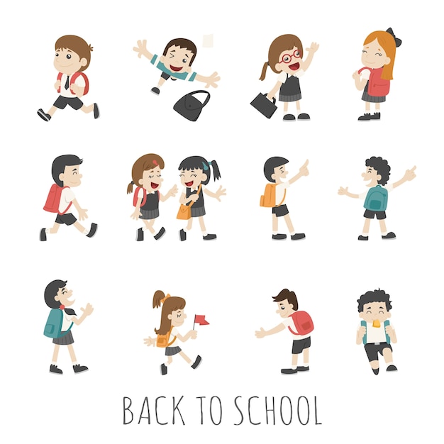 Back to school , pupils in school uniform 