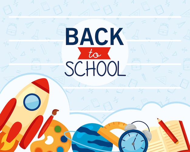 Back to school rocket and icons