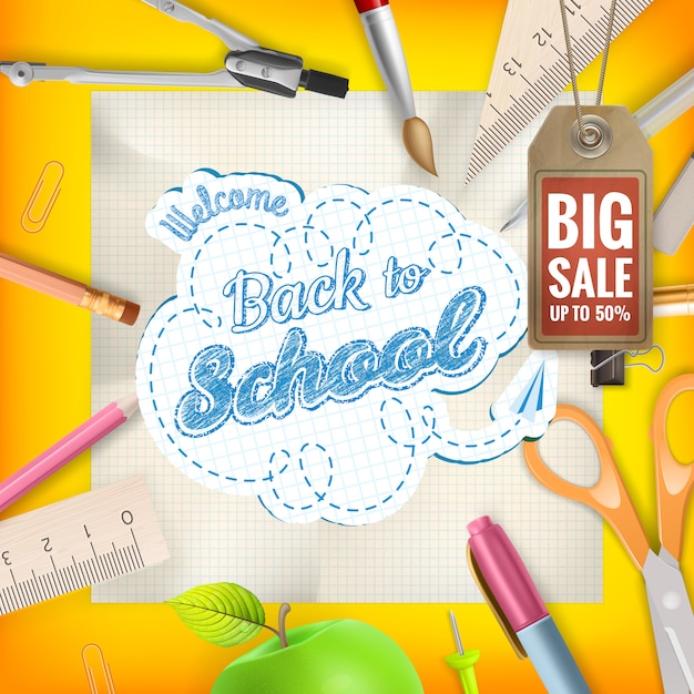 Vector back to school sale background.