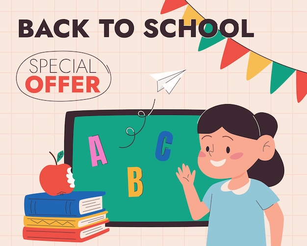 back to school sale banner discount promotion