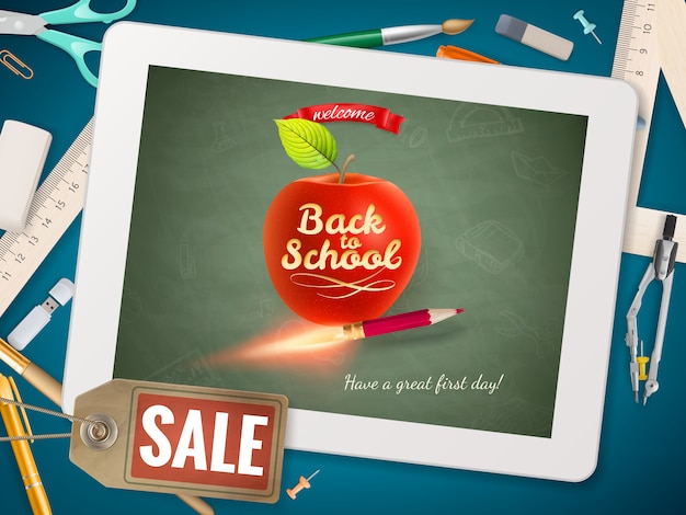 Vector back to school sale banner.