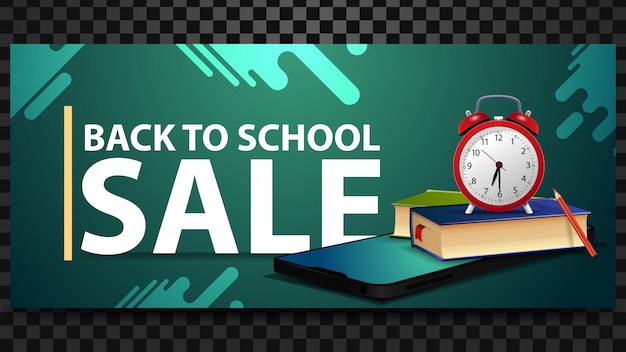 Back to school sale, discount horizontal banner