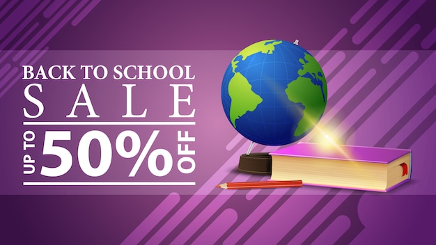 Back to school sale, discount web banner for your site in a modern style