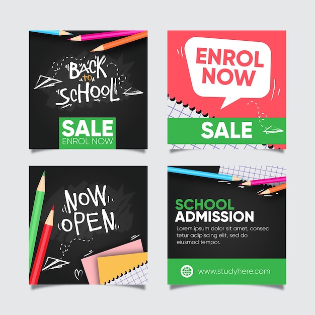 Back to school sale instagram post collection