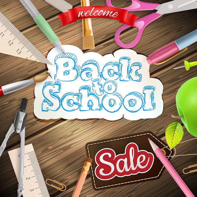 Vector back to school sale label card.