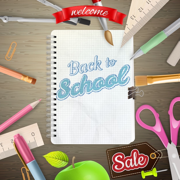 Vector back to school sale label card.