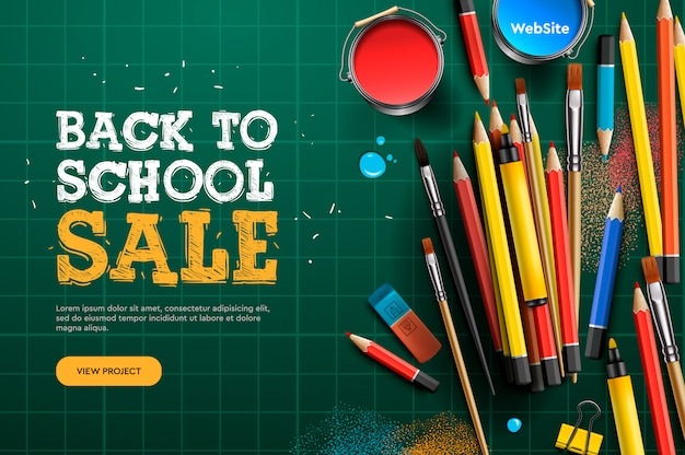 Vector back to school sale. landing page template. illustration for banners invitation poster and website.