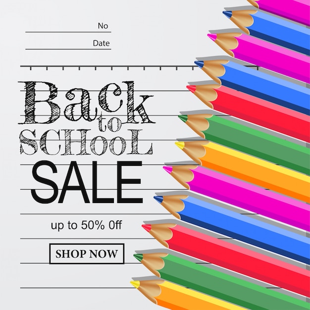 Vector back to school sale on the paper with pencil color