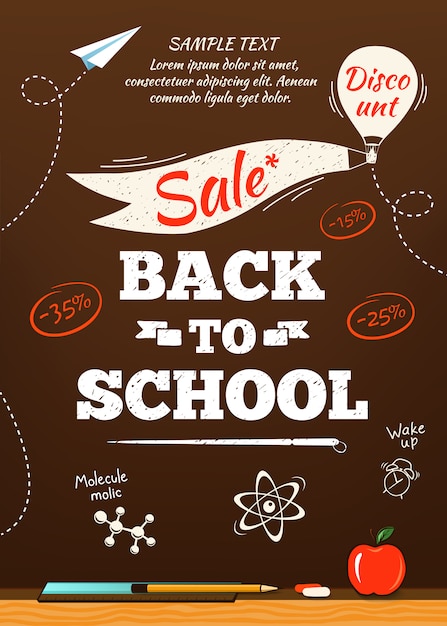 Back to school sale poster. illustration