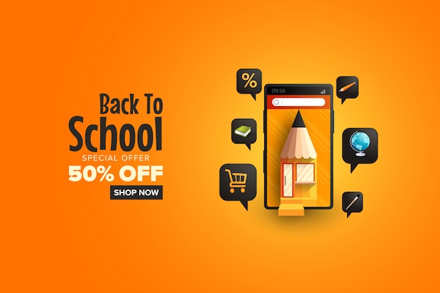 Back to school sale promotion on mobile application