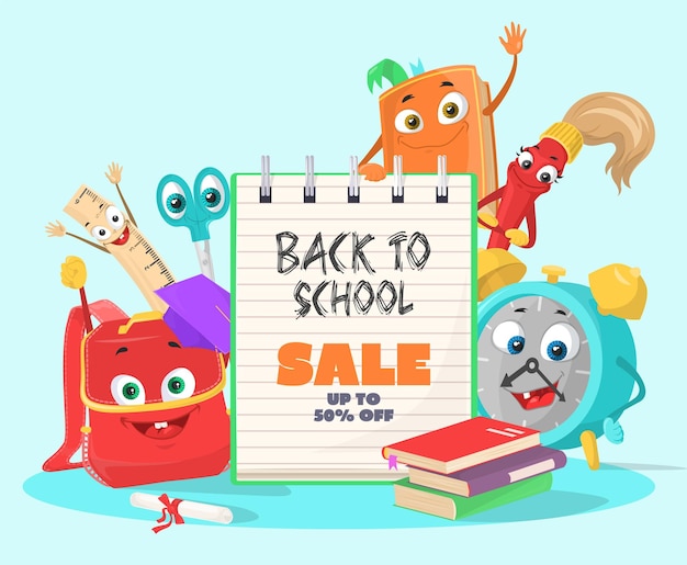 Back to school sale promotion vector illustration