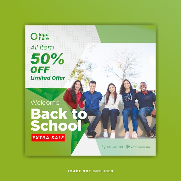 Back To School sale social media flayer poster template