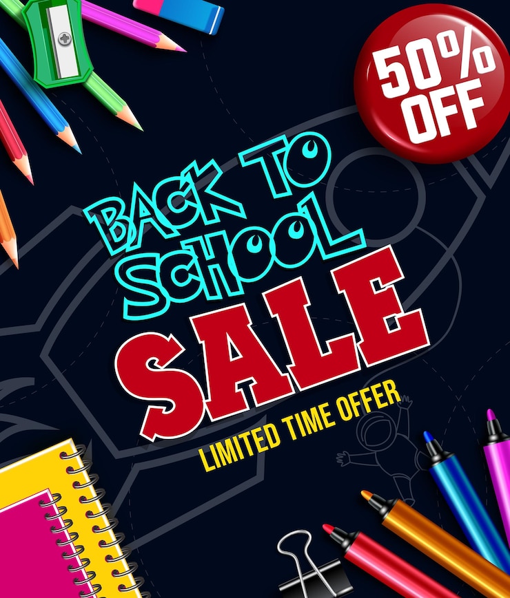Vector back to school sale vector banner design. back to school sale limited time offer text.
