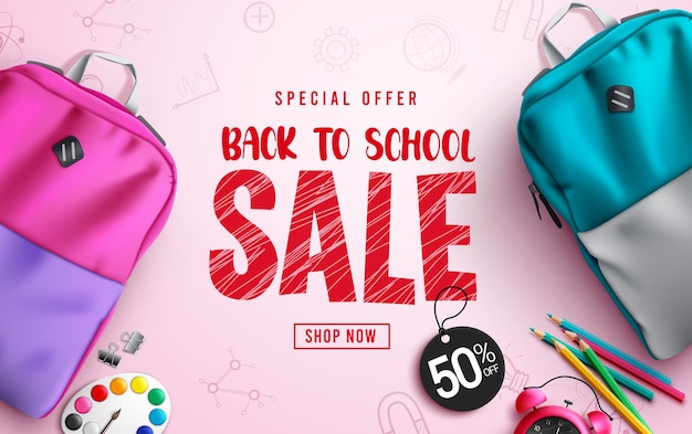 Back to school sale vector banner design back to school sale text in special offer discount