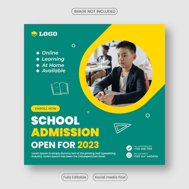 Back to school and school admission social media posts for social media posts and web ads